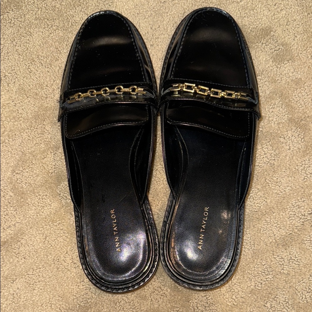 Ann Taylor Black Slip On Loafers